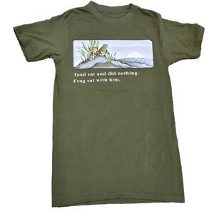 Frog & Toad Together T-Shirt Mens S Olive Green Book Quote Arnold Lobel Slim Fit